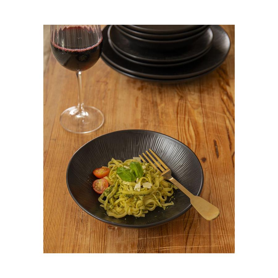 Mikasa Jardin Midnight 20cm Stoneware Pasta Bowls (Set of 4) Black Black