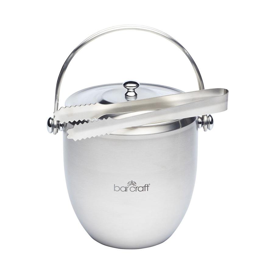 Barcraft Stainless Steel Ice Bucket with Lid & Tongs Silver Silver