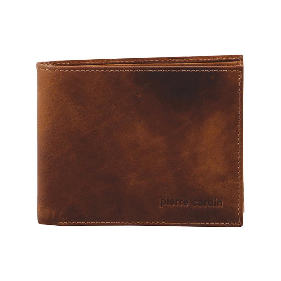 Pierre Cardin Xavier Men's Rustic Leather RFID Wallet Chestnut Chestnut