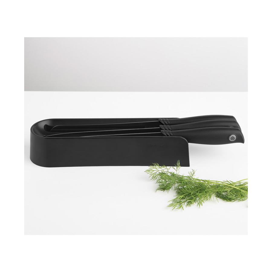 Brabantia Tasty+ Drawer Knife Block Plus Knives Dark Grey Dark Grey