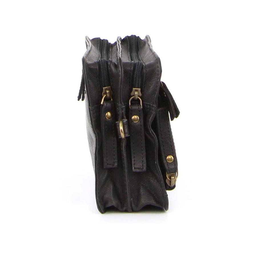 Pierre Cardin Benny Rustic Leather Organiser Bag Black Black