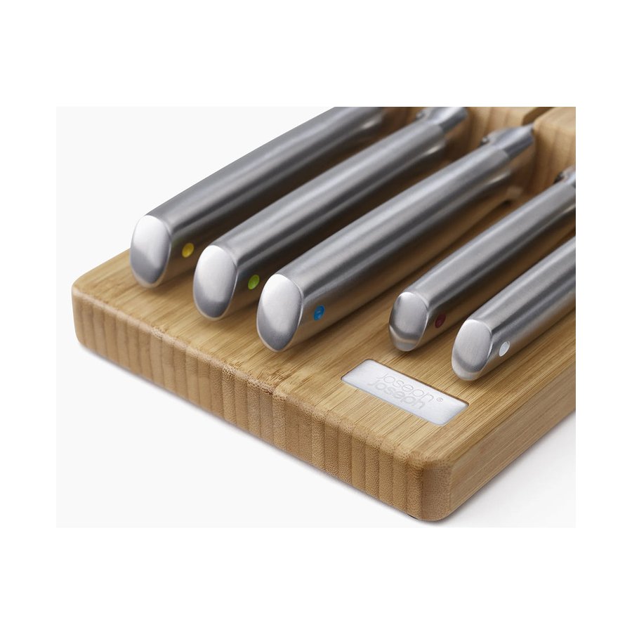 Joseph Joseph Elevate Steel Knife Set with In-Drawer Storage Tray Bamboo Bamboo