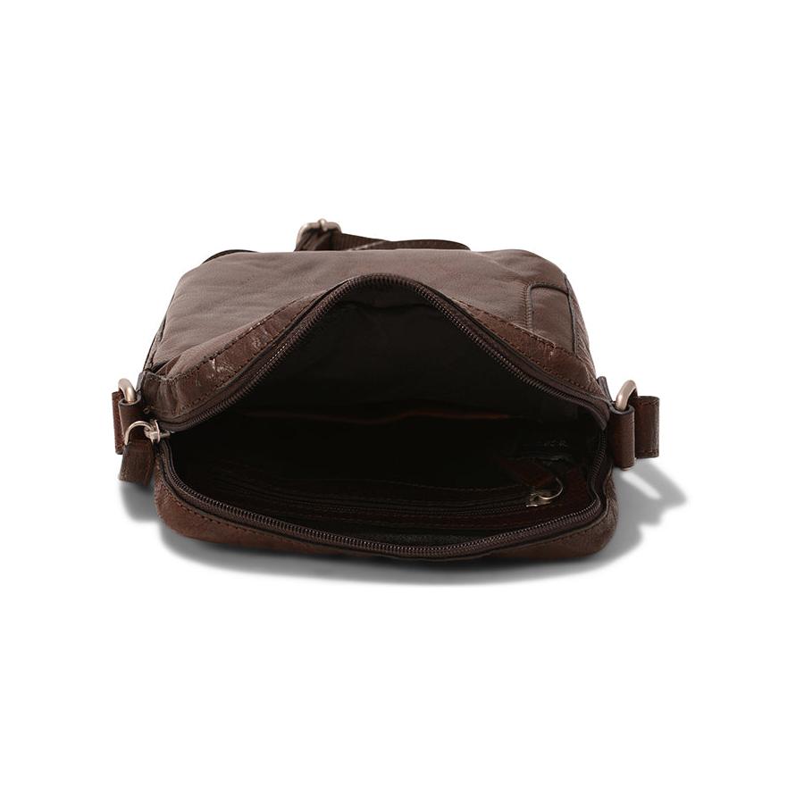 Pierre Cardin Sloan Rustic Leather Tablet Bag Brown Brown