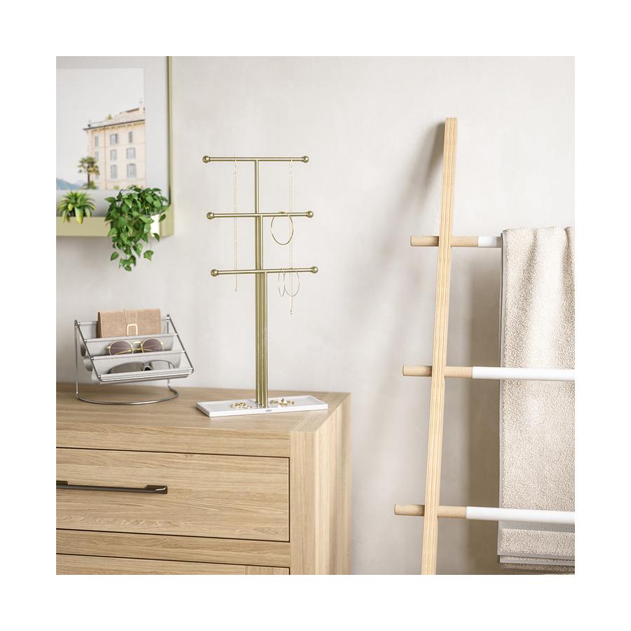 Umbra Trigem Jewellery Stand Organiser White/Brass White/Brass