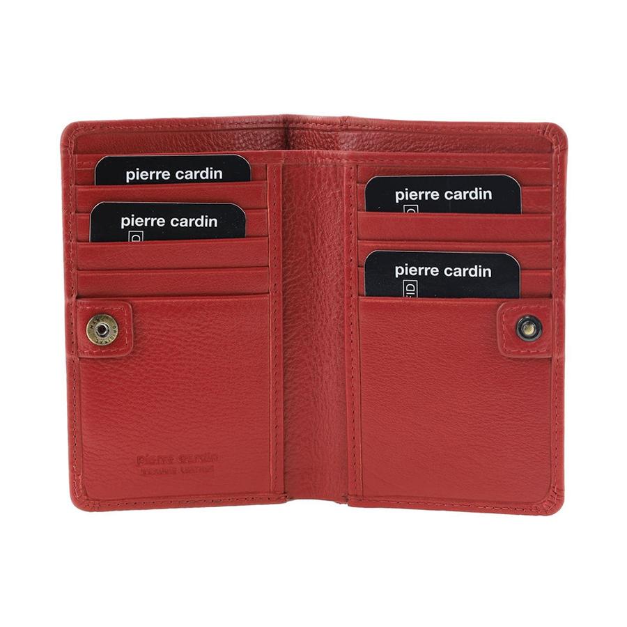 Pierre Cardin Shayla Ladies Leather Snap Button Bi-Fold Wallet Red Red