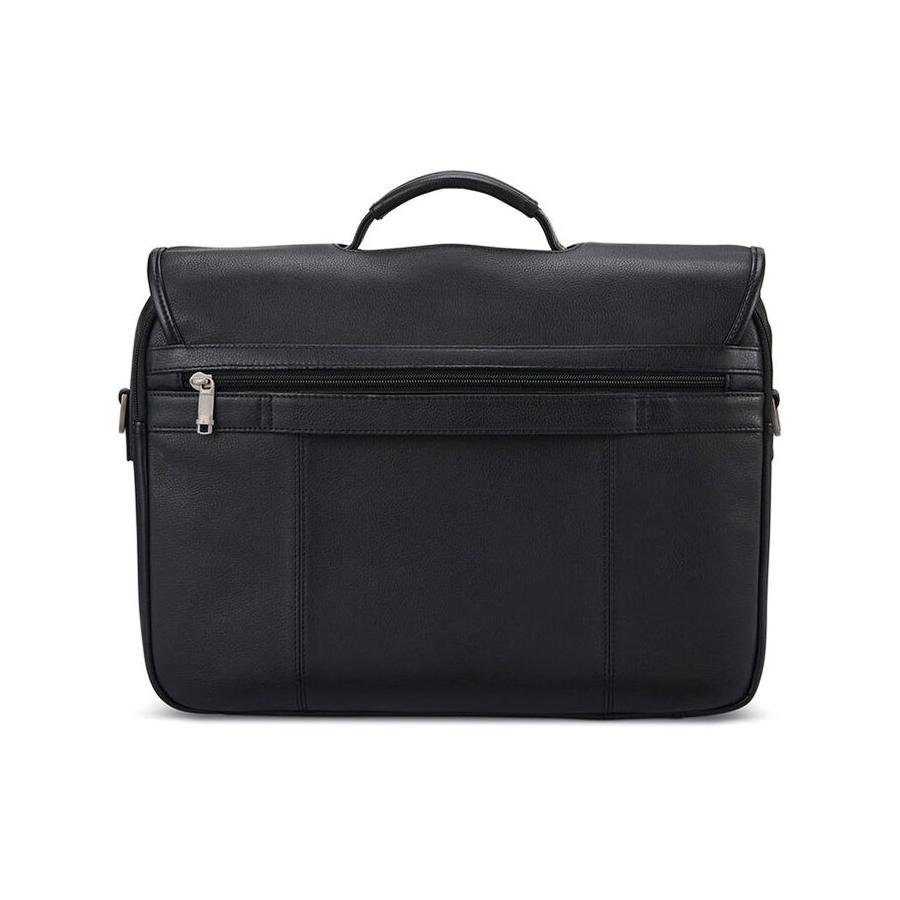 Samsonite Classic Leather Flapover Satchel Black Black