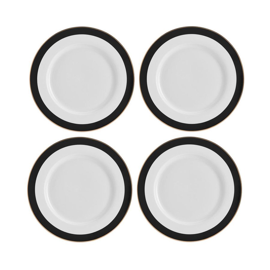 Mikasa Luxe Deco 12-Piece China Dinner Set Black/White Black/White