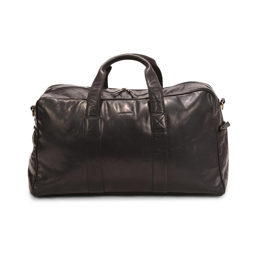 Pierre Cardin Parker Rustic Leather Overnight Duffle Bag Black Black