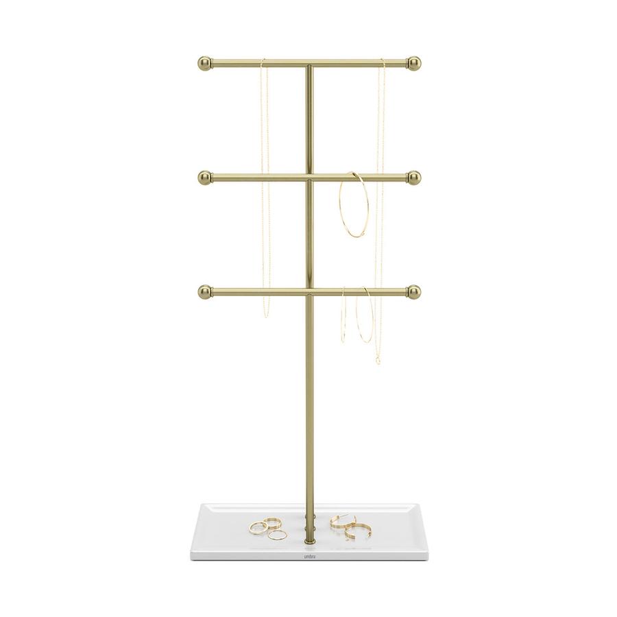 Umbra Trigem Jewellery Stand Organiser White/Brass White/Brass