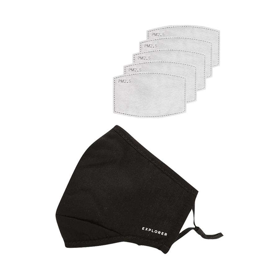 Explorer Face Mask + PM2.5 Filters (5 Pack) Black Black