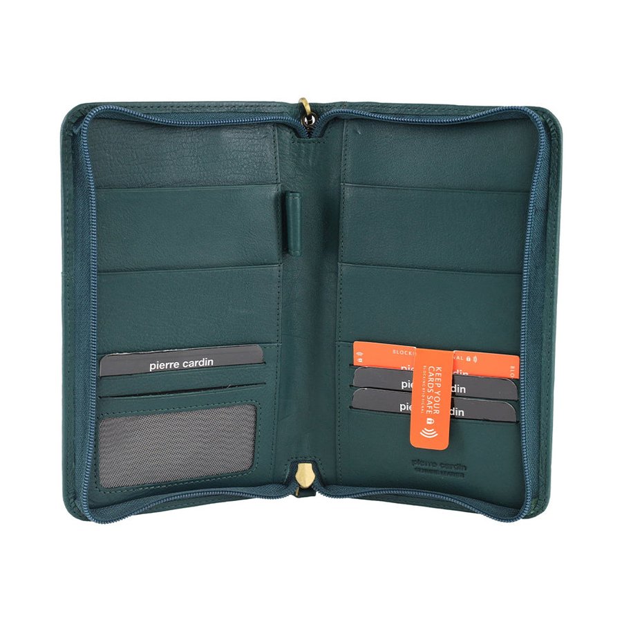Pierre Cardin Amalie Italian Leather Passport Wallet Zirkon Zirkon