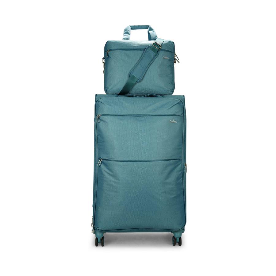 Caselite Ultra 80cm Softside Checked Suitcase & Laptop Bag Set Teal Teal