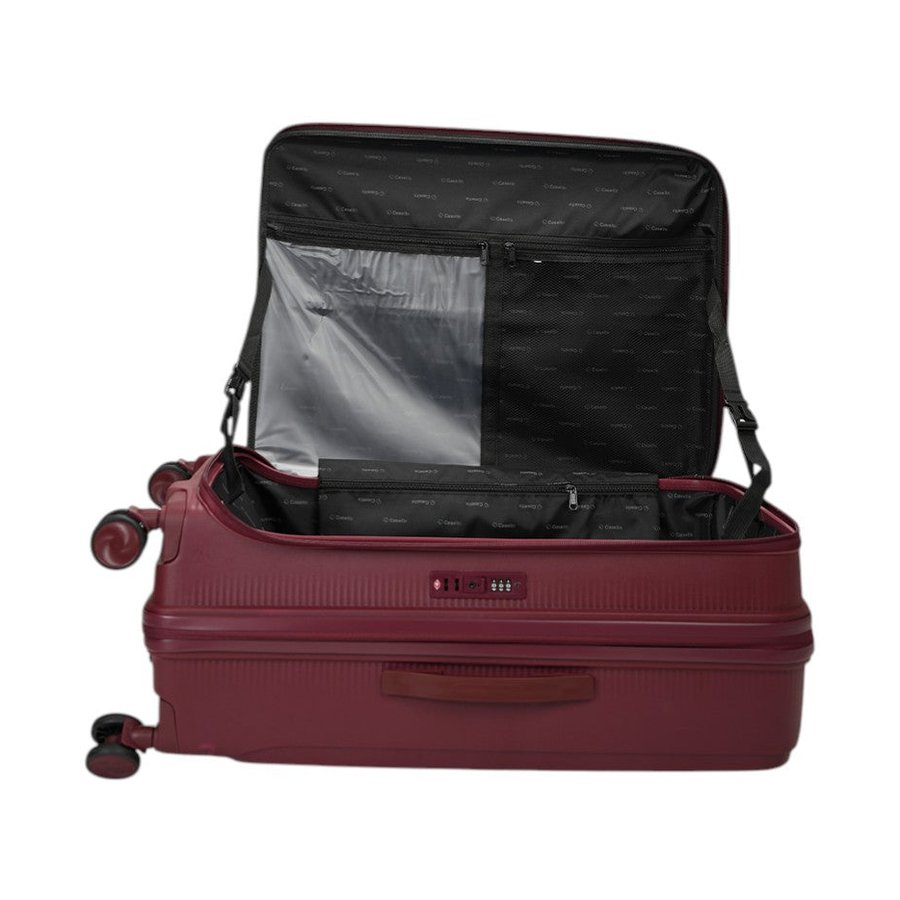 Caselite Venture 76cm Top Open Hardside Checked Suitcase Dark Red Dark Red