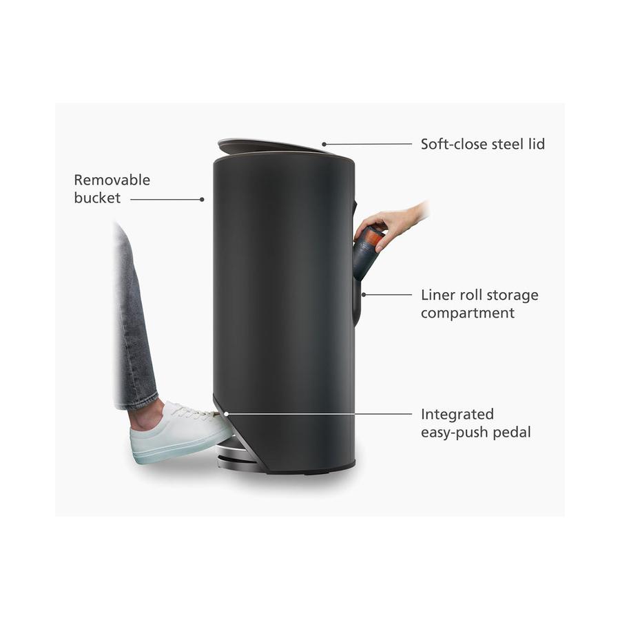 Joseph Joseph Arc 30L Easy Push Pedal Bin Carbon Black Carbon Black