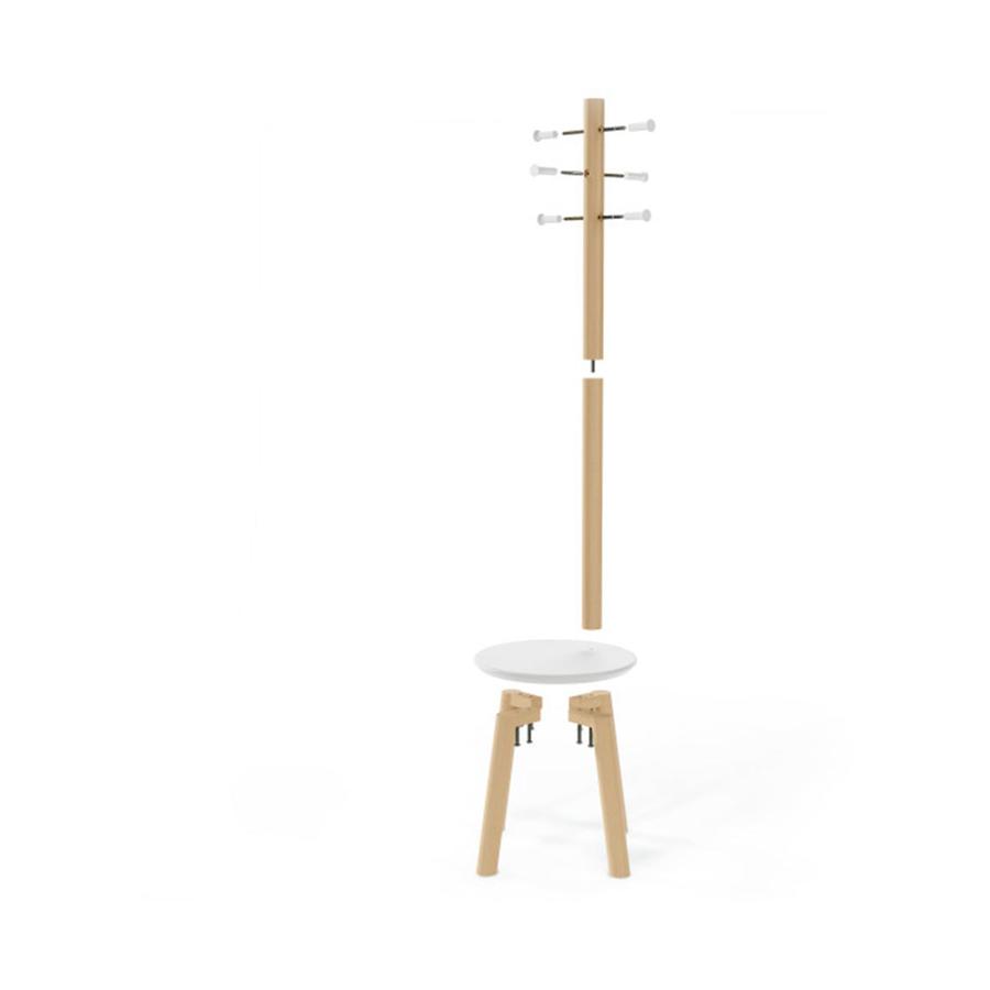 Umbra Pillar Stool with Built-In Coat Rack White/Natural White/Natural