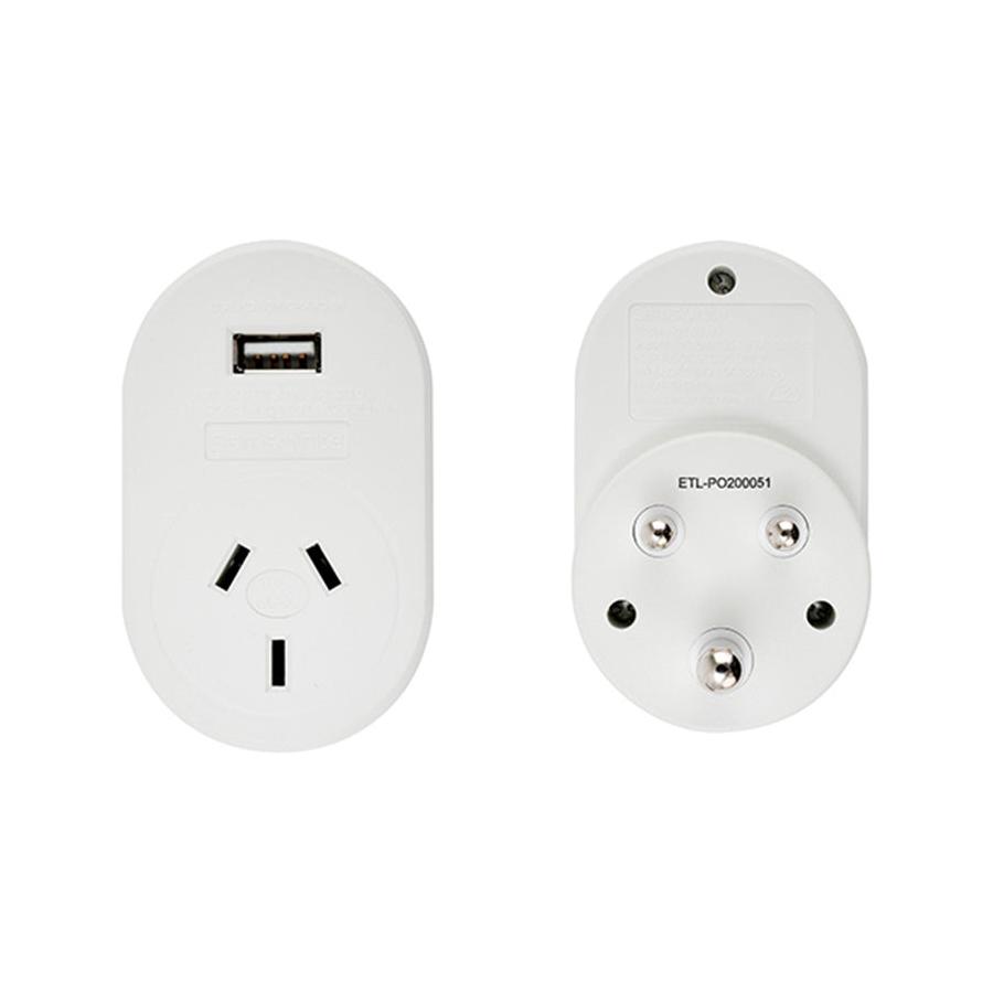 Samsonite NZ & AUS to India Power Adapter with USB White White