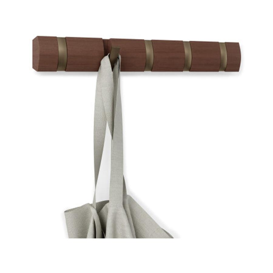 Umbra Flip 5 Wall Mounted Hook Light Walnut/Warm Gold Light Walnut/Warm Gold