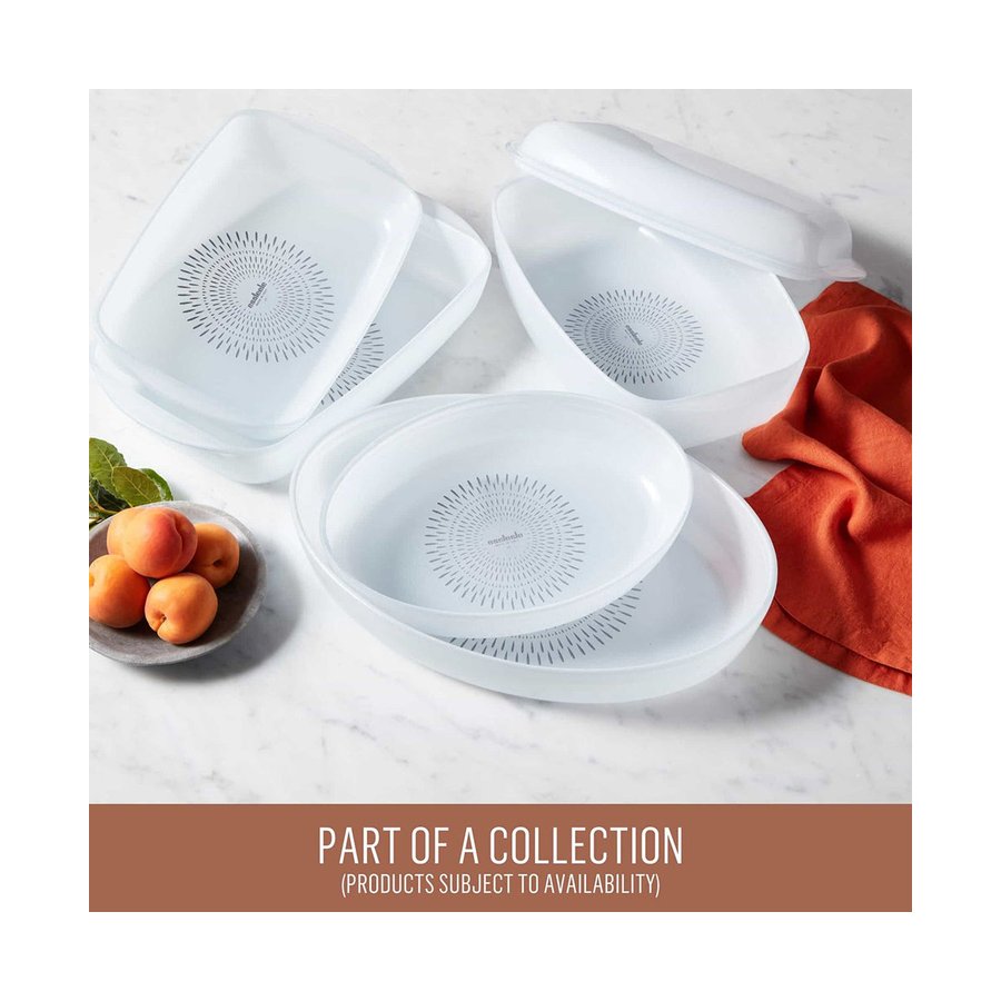 Essteele Glass Ceramic Nonstick 2.3L Medium Rectangular Dish White White