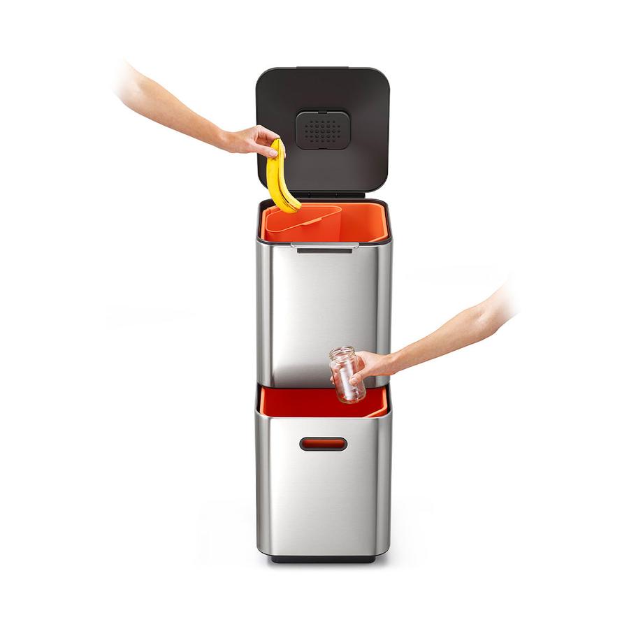 Joseph Joseph Totem 40L Waste & Recycling Bin Stainless Steel Stainless Steel