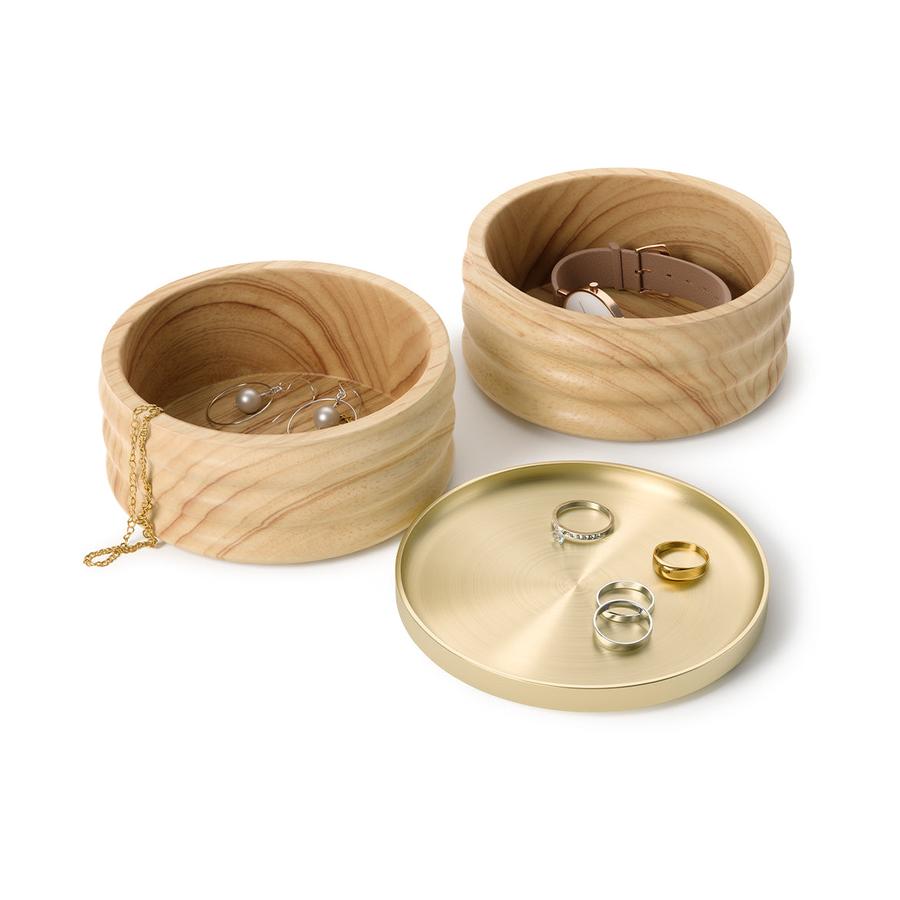 Umbra Tesora Wood Jewellery Box Natural/Brass Natural/Brass