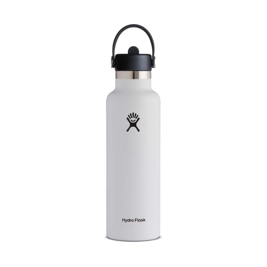 Hydro Flask 21oz (621ml) Standard Mouth Drink Bottle w/ Flex Straw Cap White White