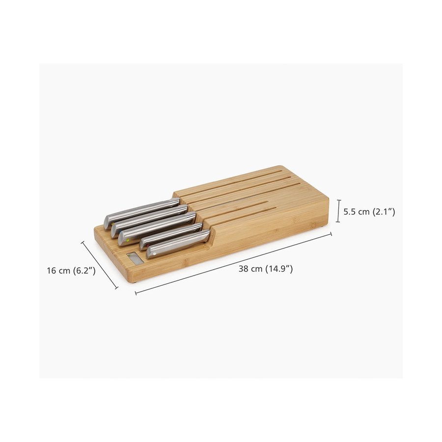 Joseph Joseph Elevate Steel Knife Set with In-Drawer Storage Tray Bamboo Bamboo