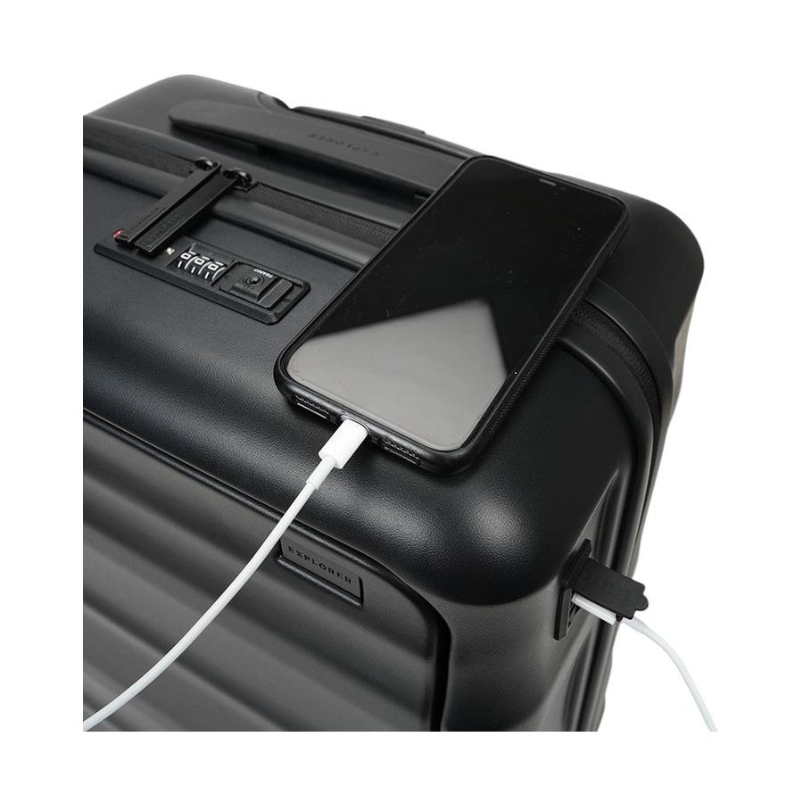 Explorer Luna-Air 55cm Front Access Hardside Carry-On Suitcase Black Black