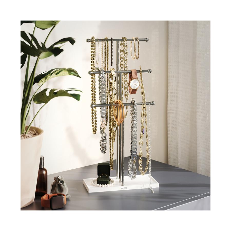 Umbra Trigem Jewellery Stand Organiser White/Nickel White/Nickel