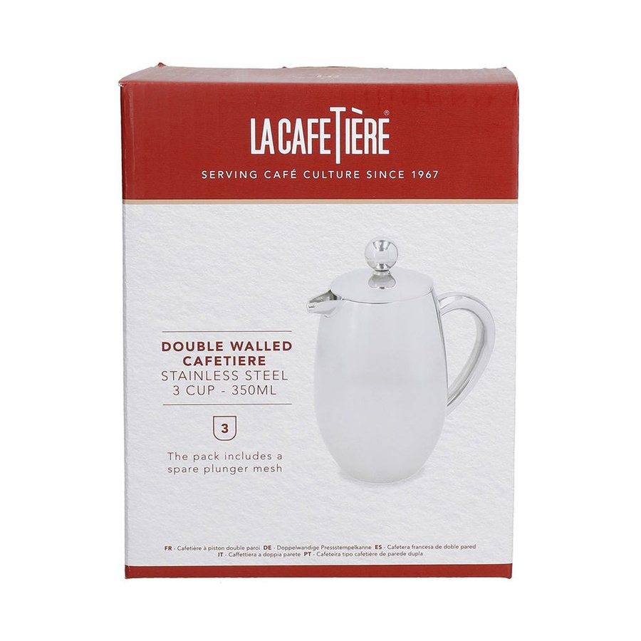 La Cafetiere 3 Cup Double Wall French Press Stainless Steel Stainless Steel