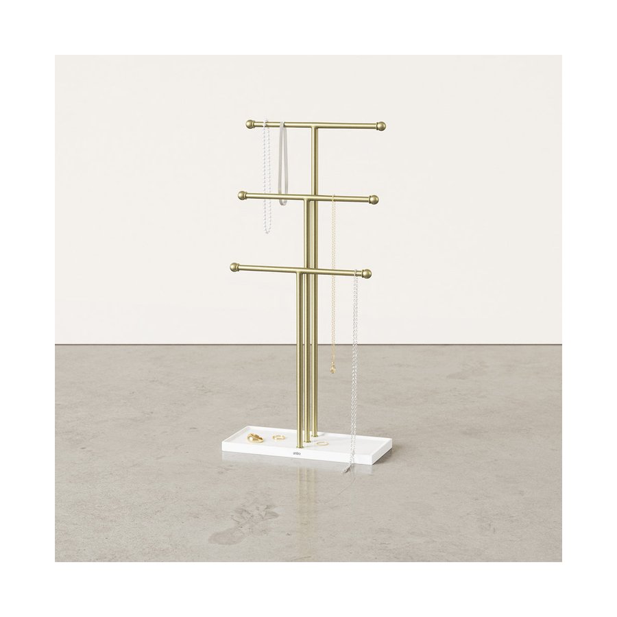 Umbra Trigem Jewellery Stand Organiser White/Brass White/Brass