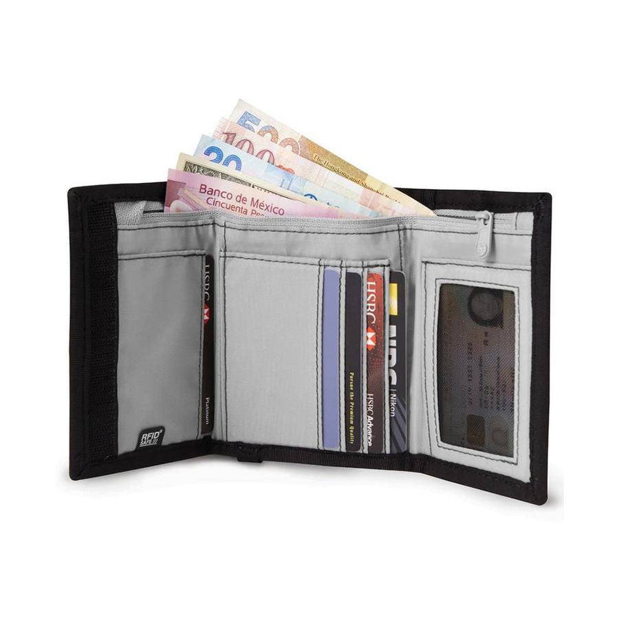 Pacsafe RFIDsafe Z50 RFID Blocking Tri-Fold Wallet Black Black