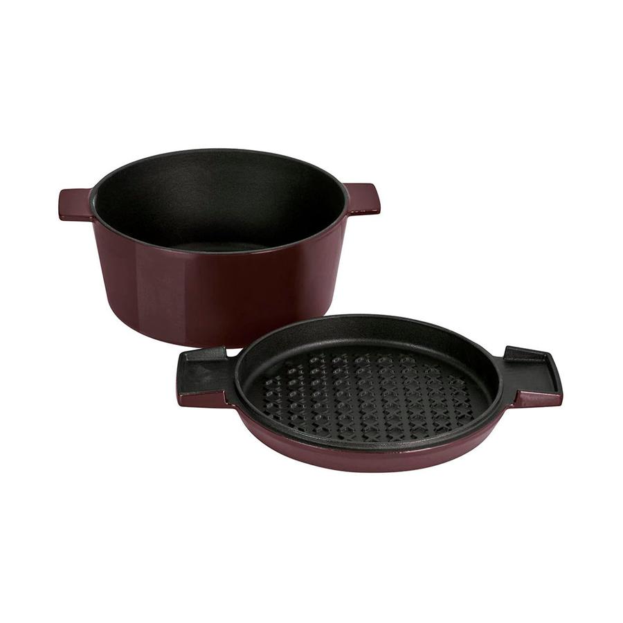 Stanley Rogers Cast Iron 24cm (3.5L) French Oven Grill Duo Bordeaux Bordeaux