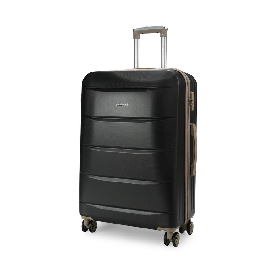 Pierre Cardin Marino 70cm Hardside Checked Suitcase Black Black