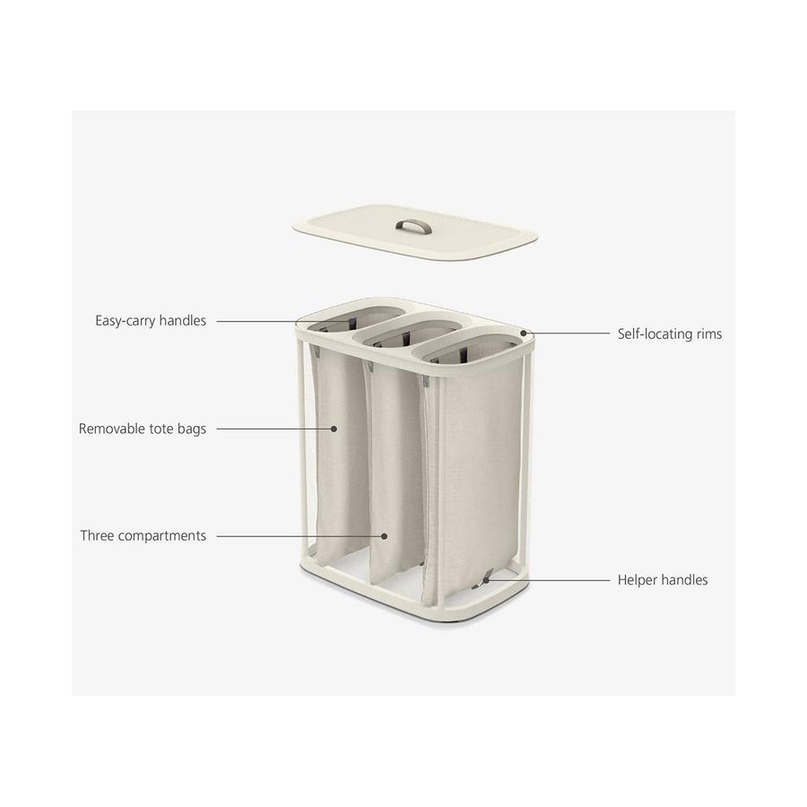 Joseph Joseph Tota Trio 90L Laundry Separation Basket Ecru Ecru