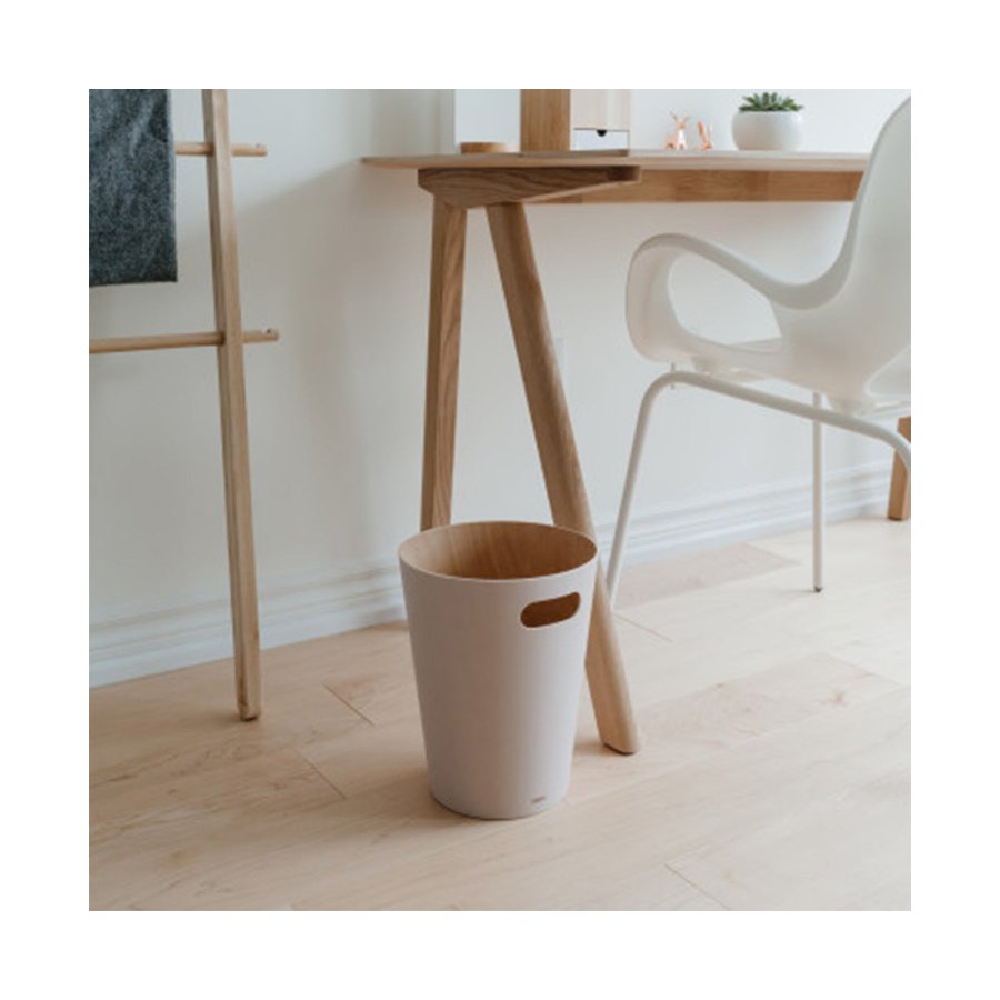Umbra Woodrow Trash Can (7.5L) White/Natural White/Natural