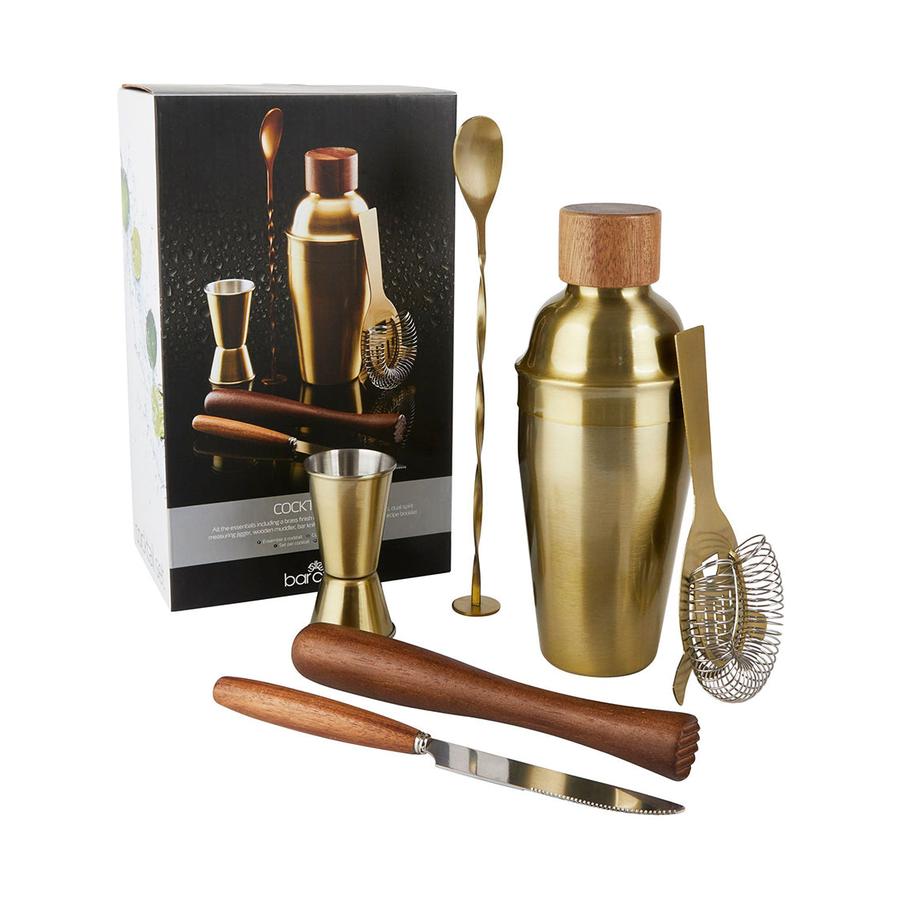 Barcraft Cocktail 6 Piece Set Brass Brass