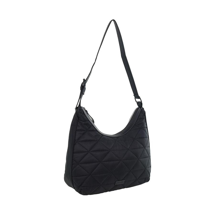 Pierre Cardin Claire Ladies Nylon Quilted Hobo Bag Black Black