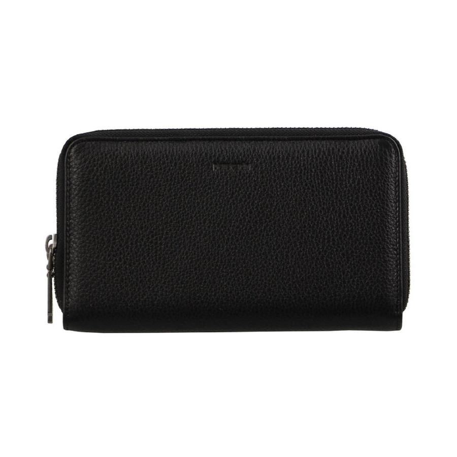 Pierre Cardin Paisley Ladies Italian Leather Double Zip Wallet Black Black