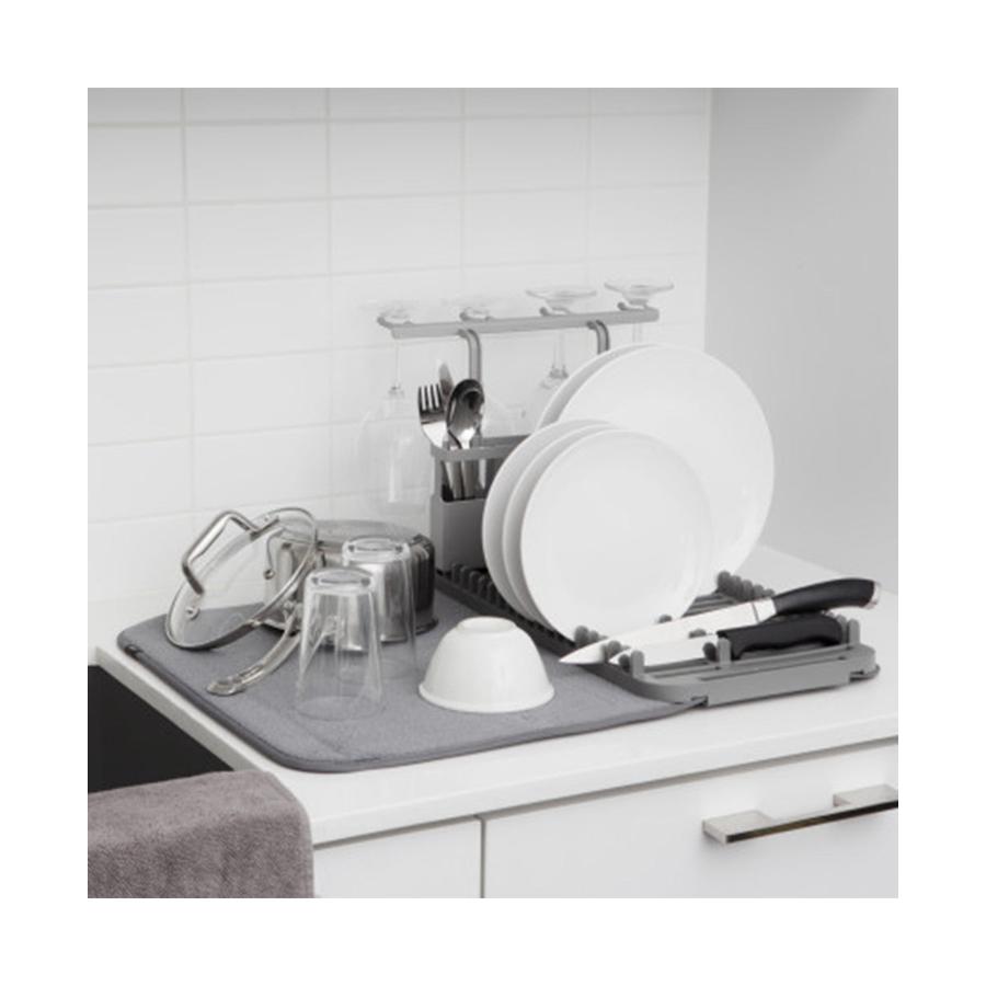 Umbra UDry Dish Rack with Dry Mat Charcoal Charcoal