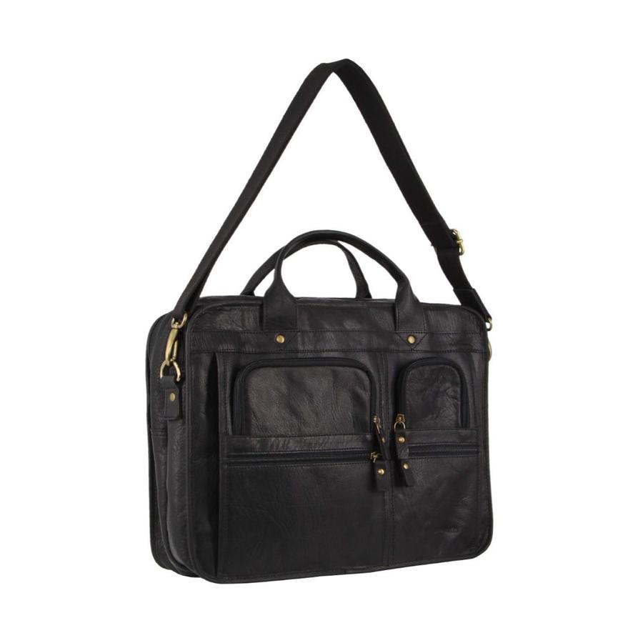 Pierre Cardin Lyric Rustic Leather 15" Laptop Bag Black Black
