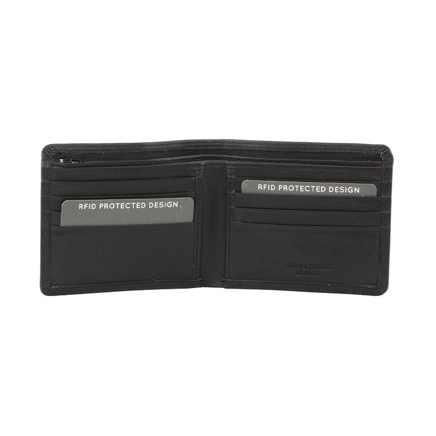 Milleni Marco Men's Leather RFID Wallet Black Black