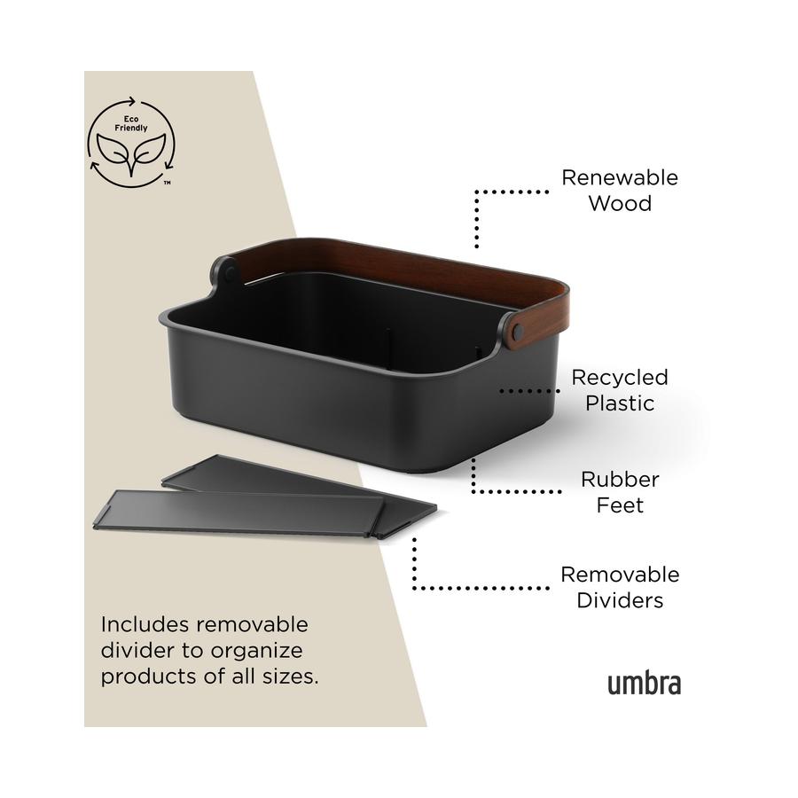 Umbra Bellwood Large Stackable Bin Black/Walnut Black/Walnut