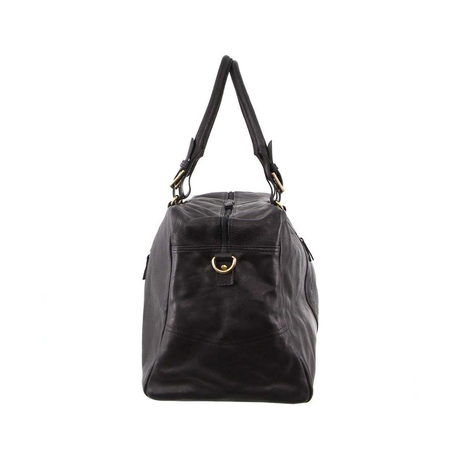 Pierre Cardin Boston Rustic Leather Overnight Duffle Bag Black Black