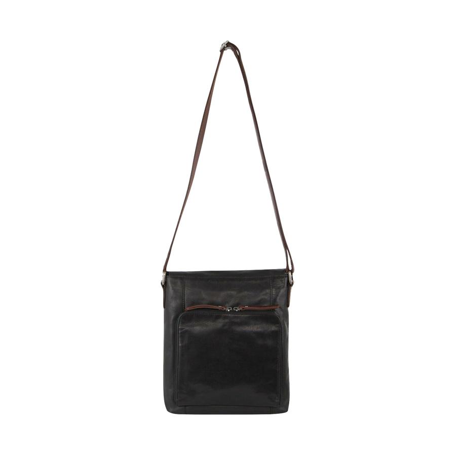 Milleni Leona Women's Leather Crossbody Bag Black/Chestnut Black/Chestnut