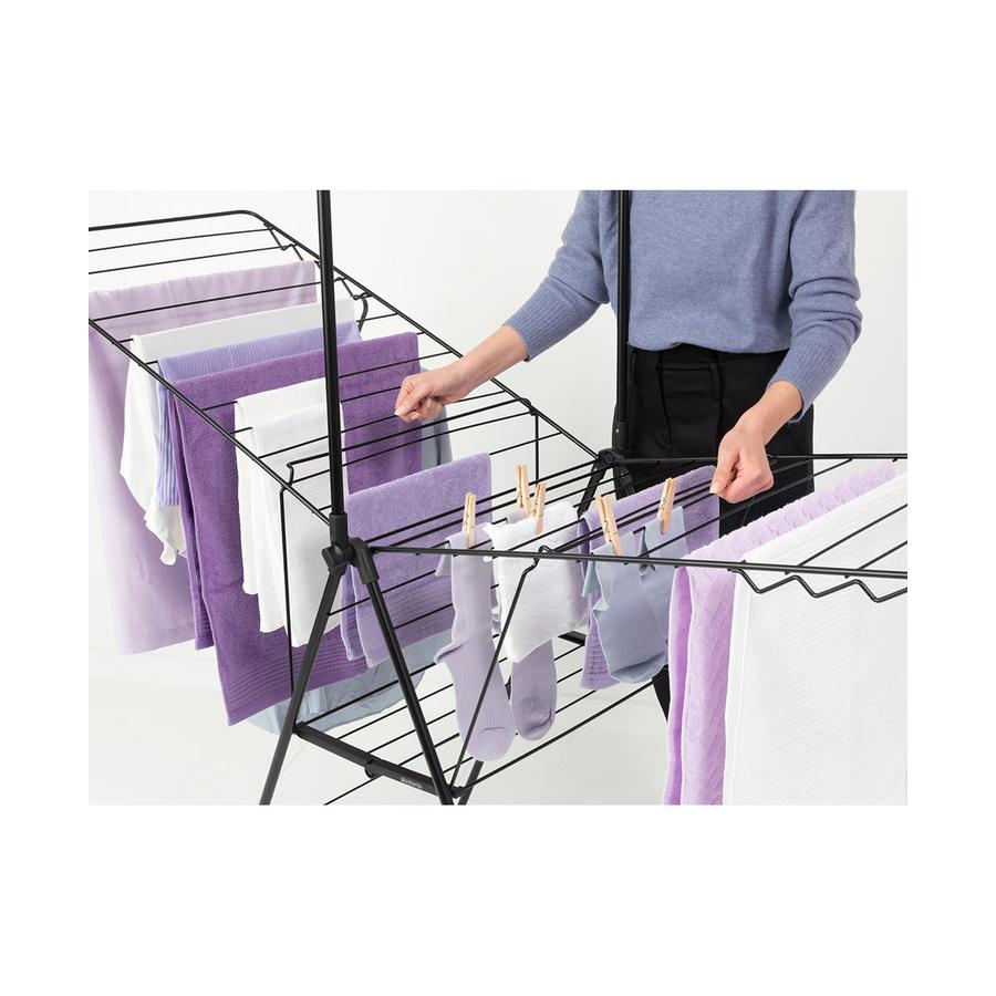 Brabantia Hangon 25m Drying Rack with Rod Matte Black Matte Black