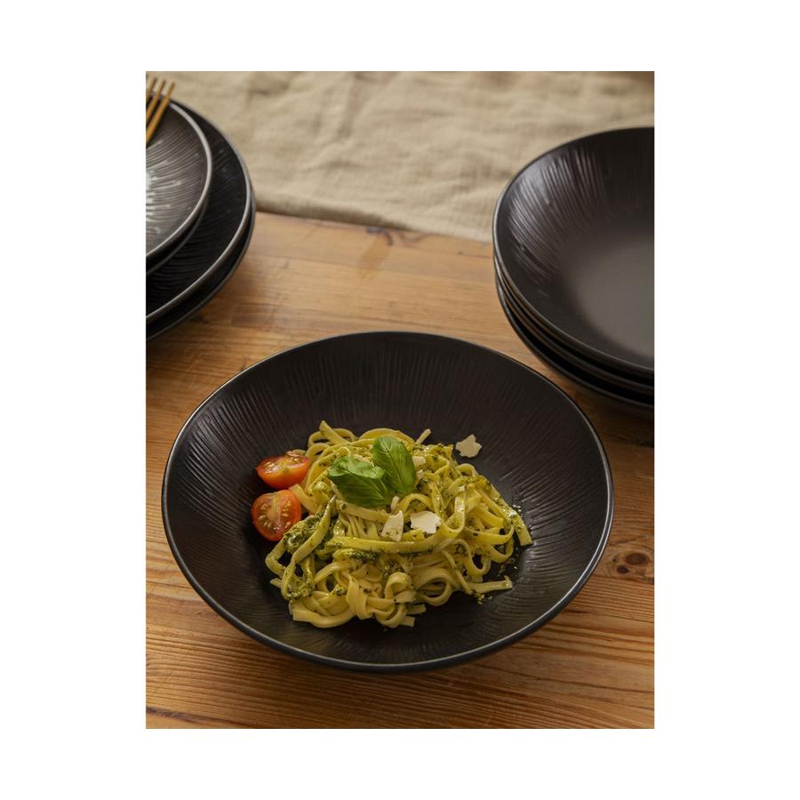 Mikasa Jardin Midnight 20cm Stoneware Pasta Bowls (Set of 4) Black Black