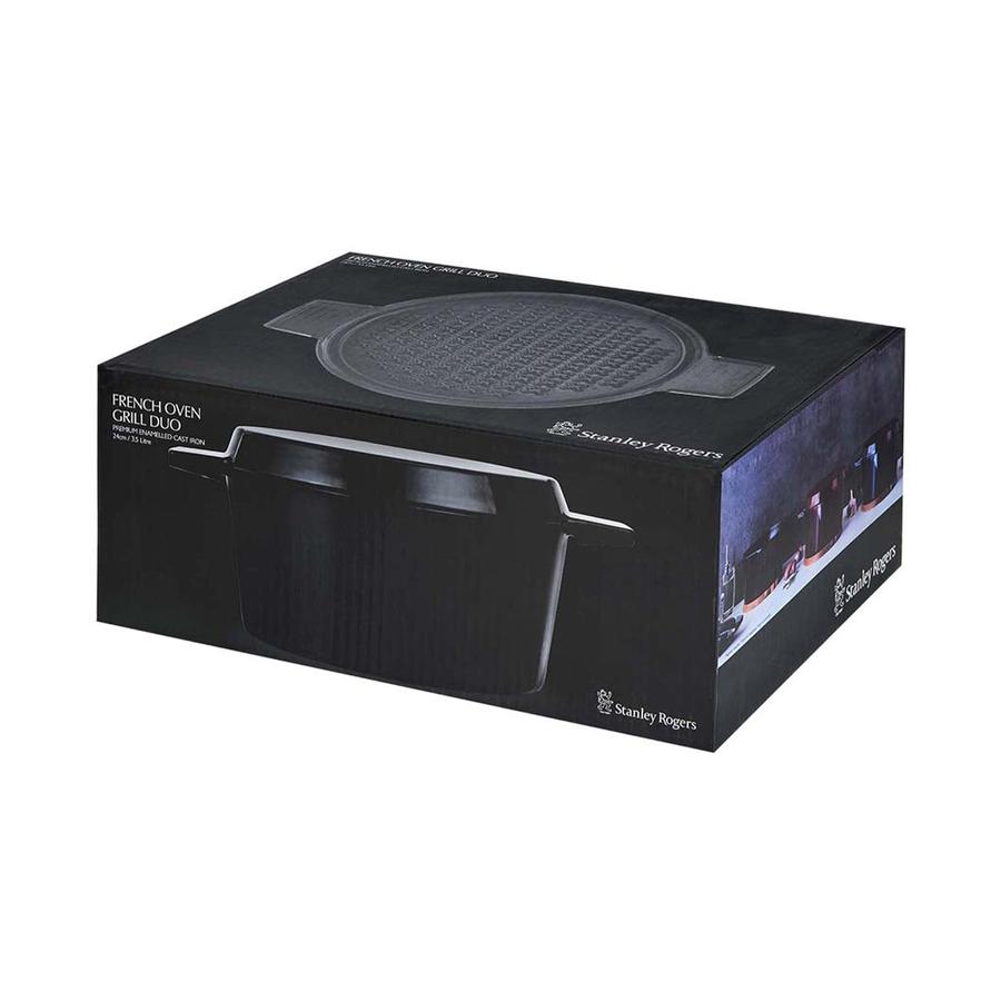 Stanley Rogers Cast Iron 24cm (3.5L) French Oven Grill Duo Bordeaux Bordeaux