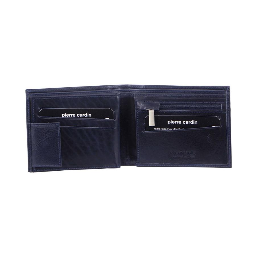 Pierre Cardin Theo RFID Mens Rustic Leather Wallet Midnight Midnight