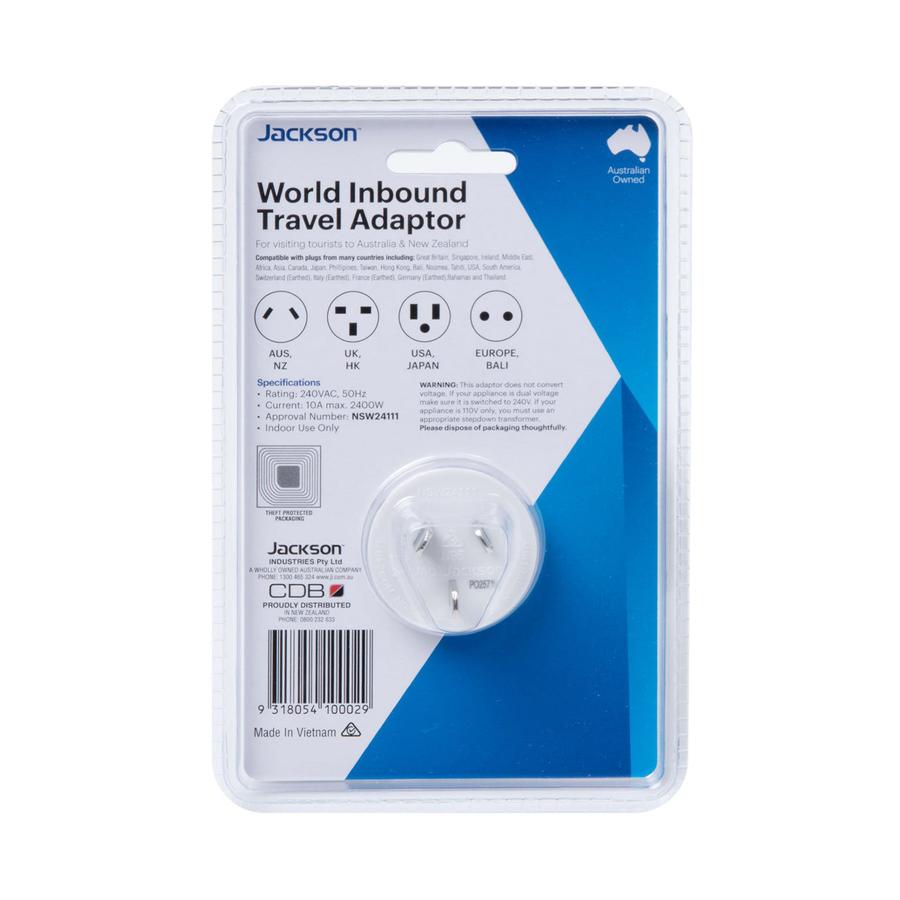 Jackson Universal Power Adapter with Surge Protection White White
