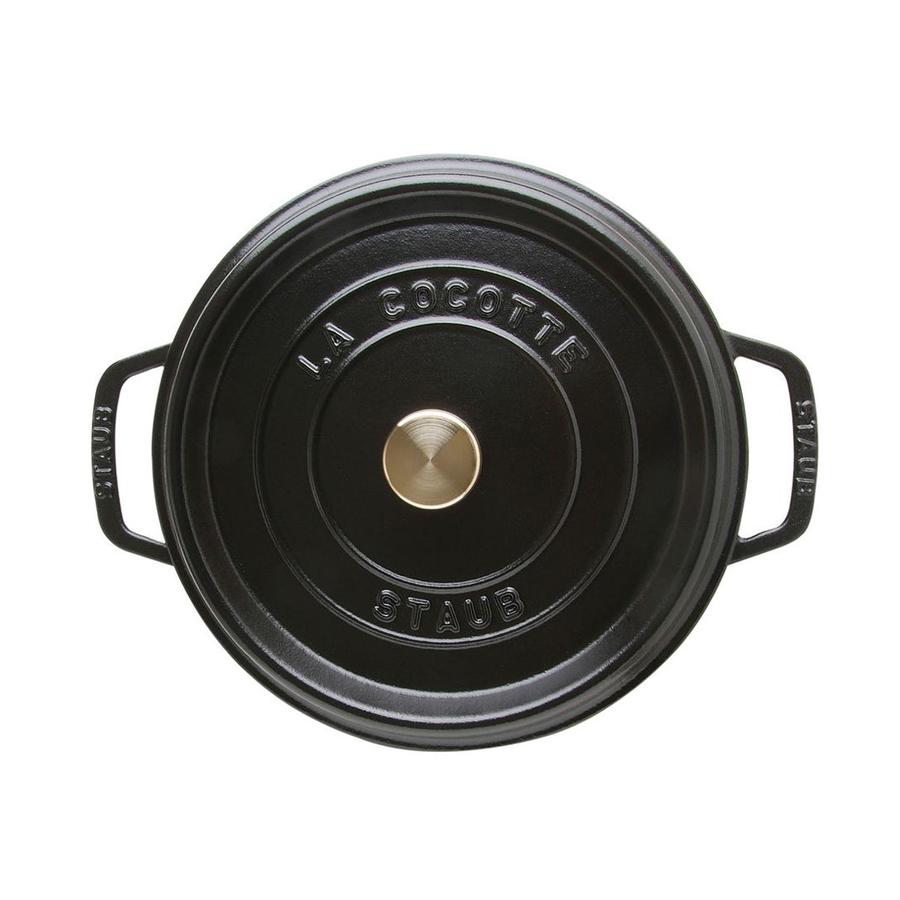 Staub 26cm (5.2L) Round Cocotte Black Black